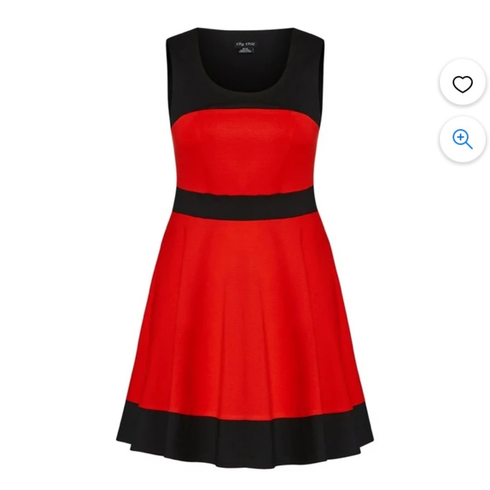 City Chic Retro Splice Dress Black & Red, size XL (women’s size 22) - like new
